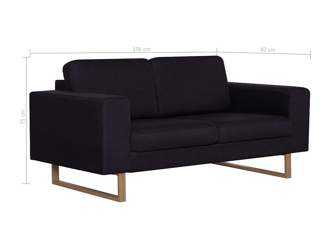 2-Sitzer-Sofa Stoff Schwarz