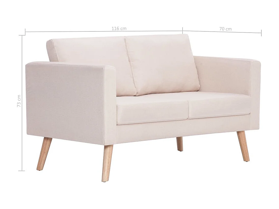 2-Sitzer-Sofa Stoff Cremeweiß