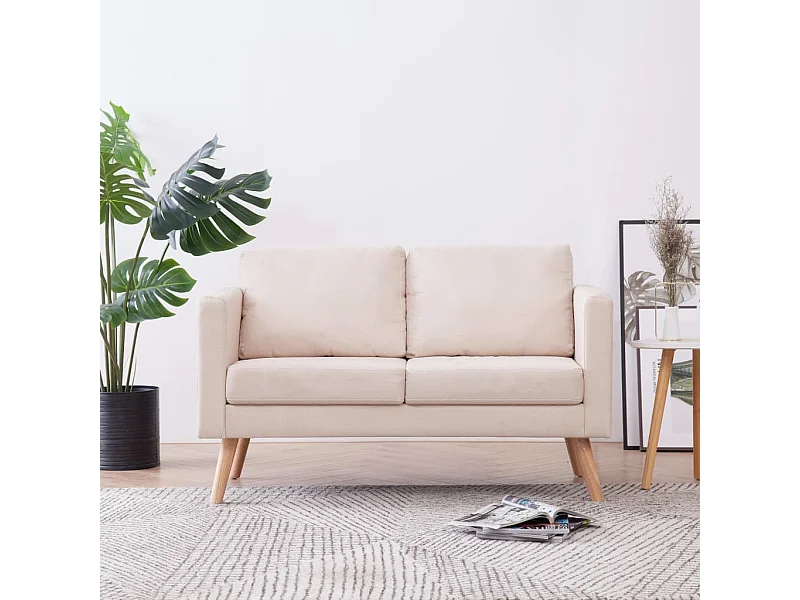 2-Sitzer-Sofa Stoff Cremeweiß