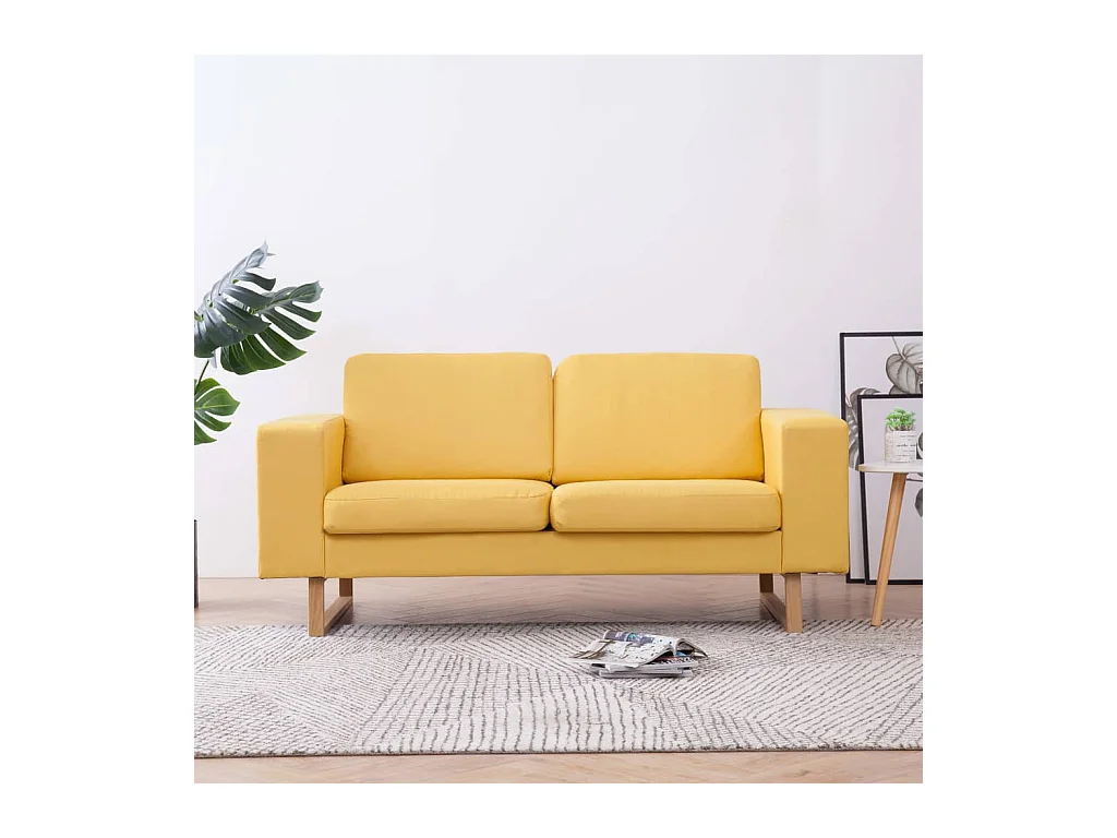 Canapé à 2 places tissu jaune