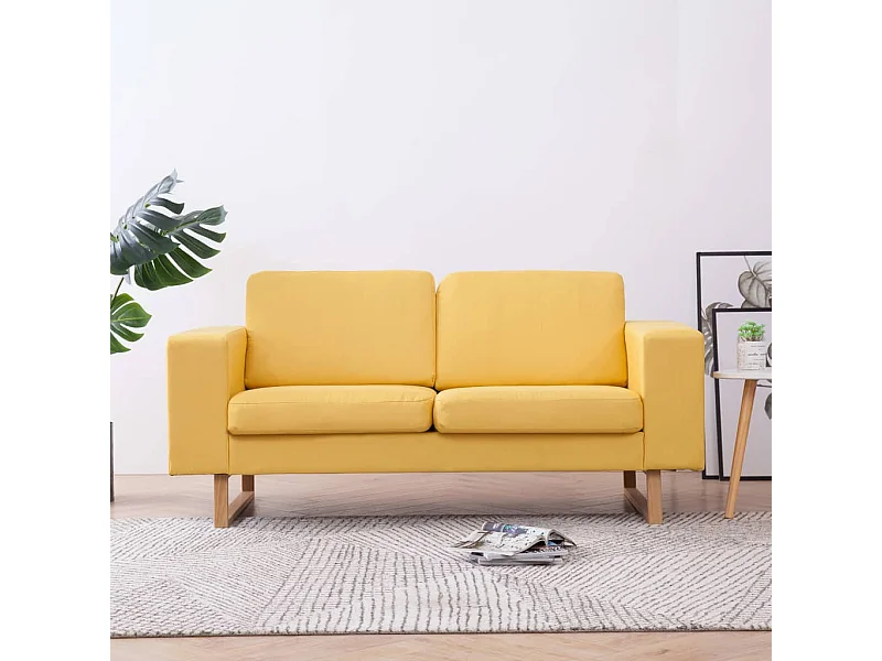Canapé à 2 places tissu jaune
