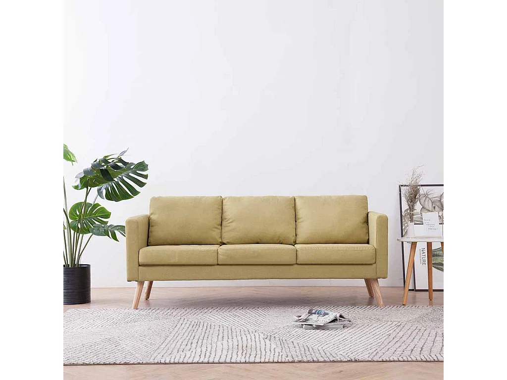 Sofá de 3 lugares em tecido verde