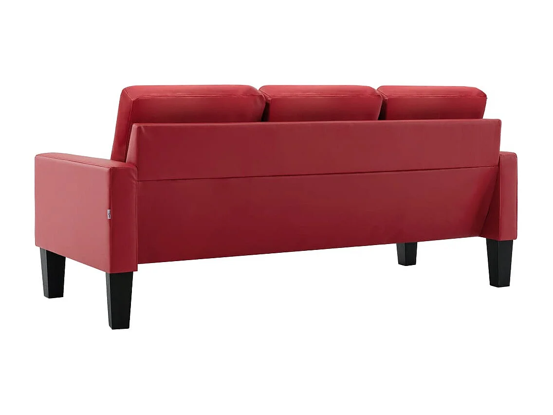 Sofá de 3 lugares couro artificial vermelho