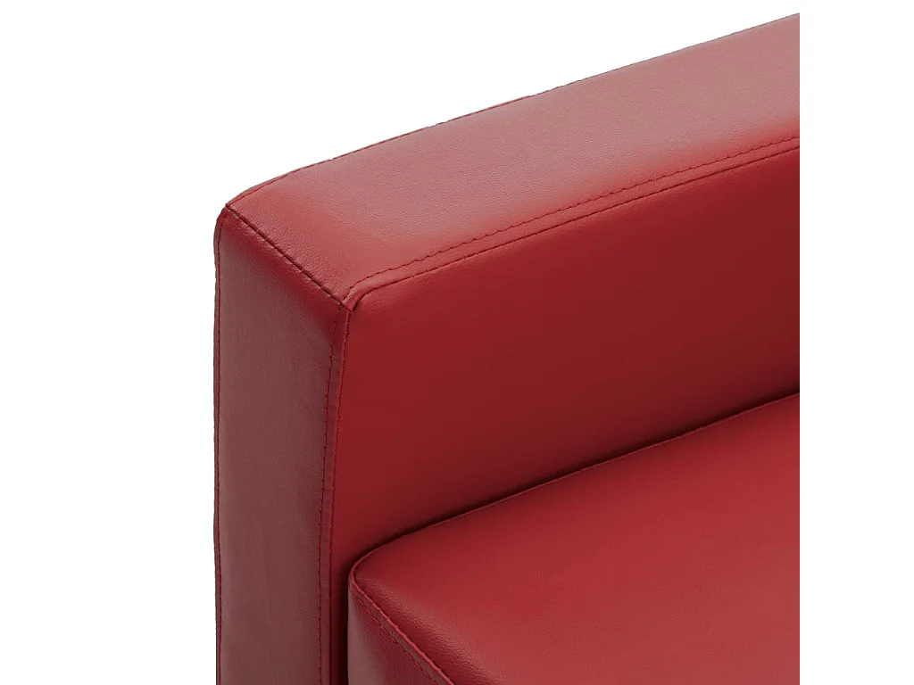 Sofá de 3 lugares couro artificial vermelho