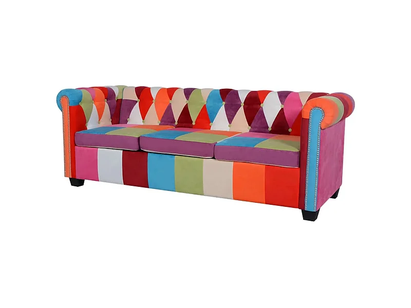 Chesterfield-Sofa 3-Sitzer-Sofa Stoff