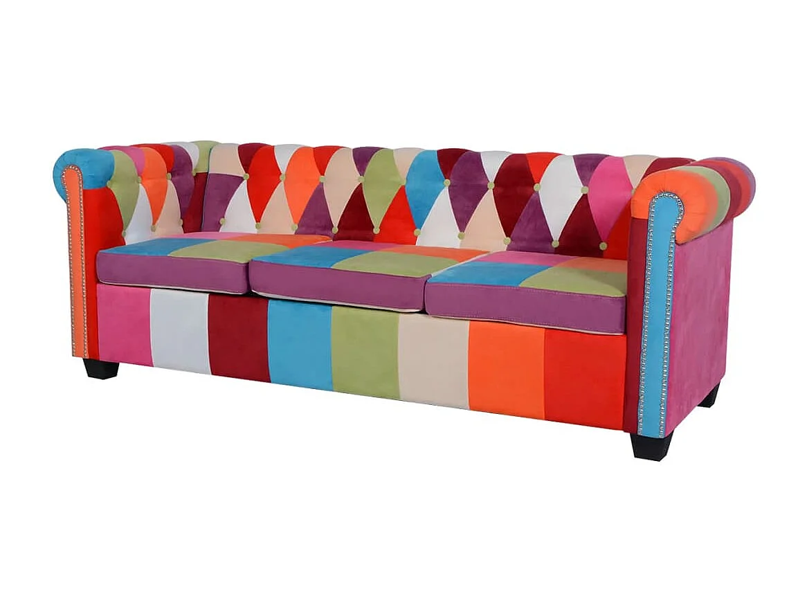 Divano Chesterfield a 3 Posti in Tessuto