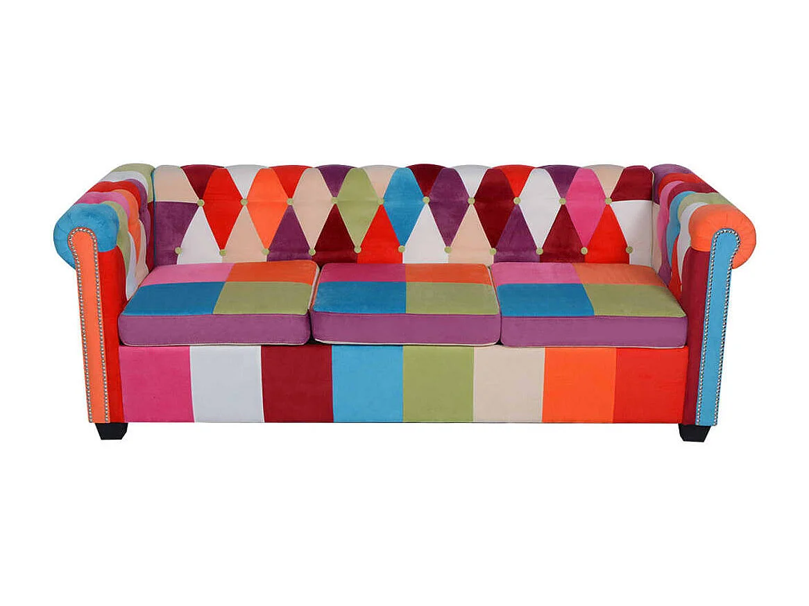 Divano Chesterfield a 3 Posti in Tessuto