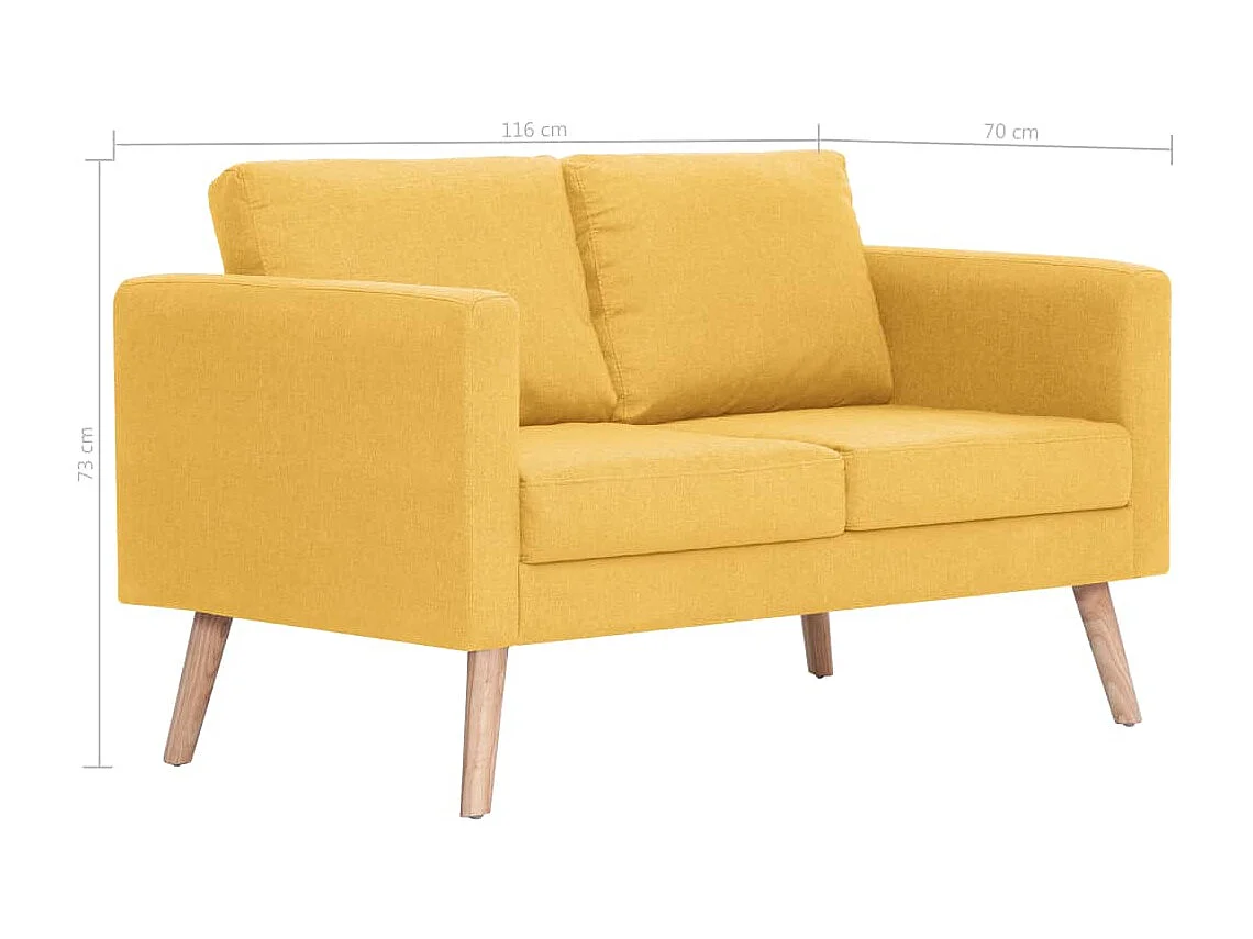 Canapé à 2 places tissu jaune
