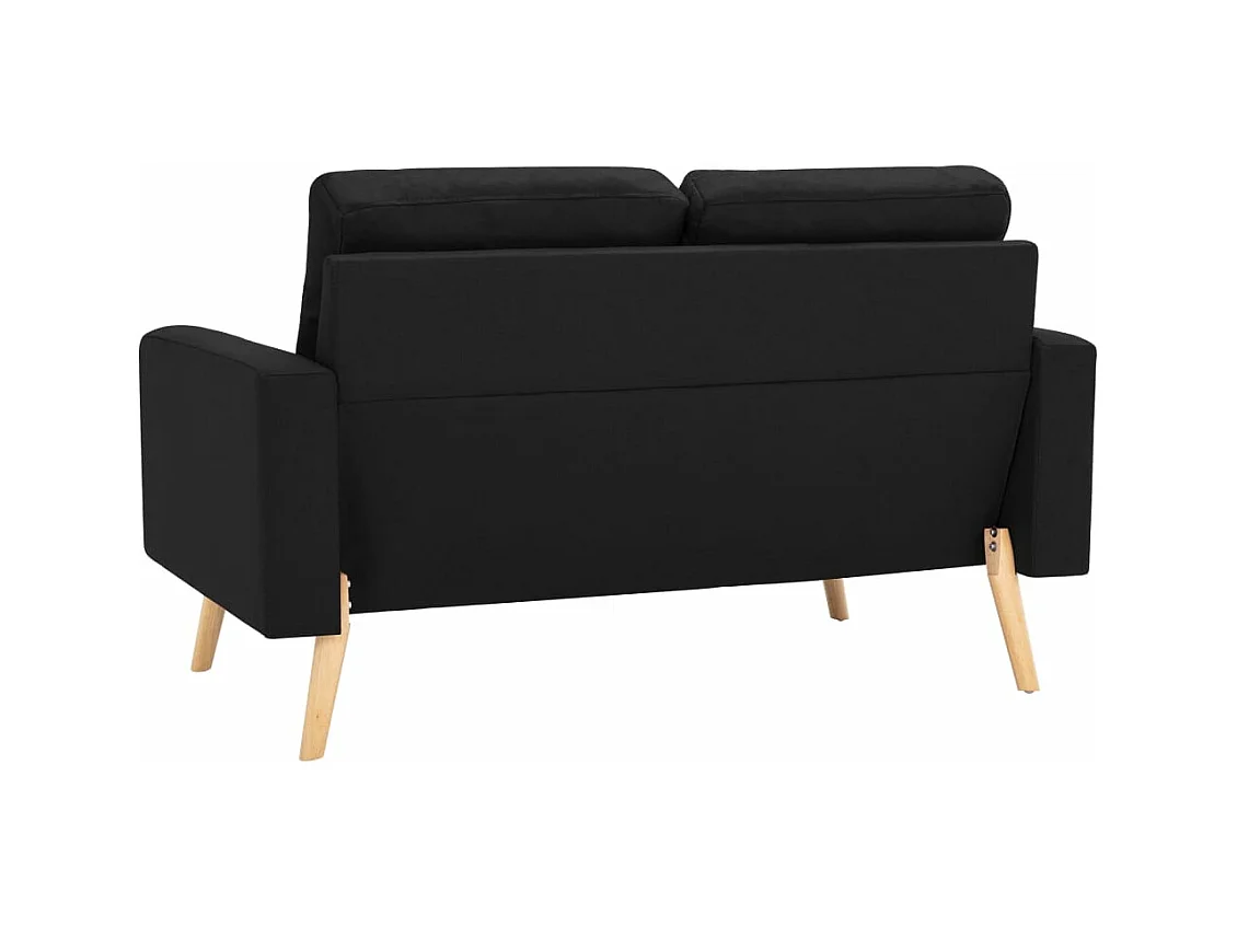 Canapé à 2 places Noir Tissu