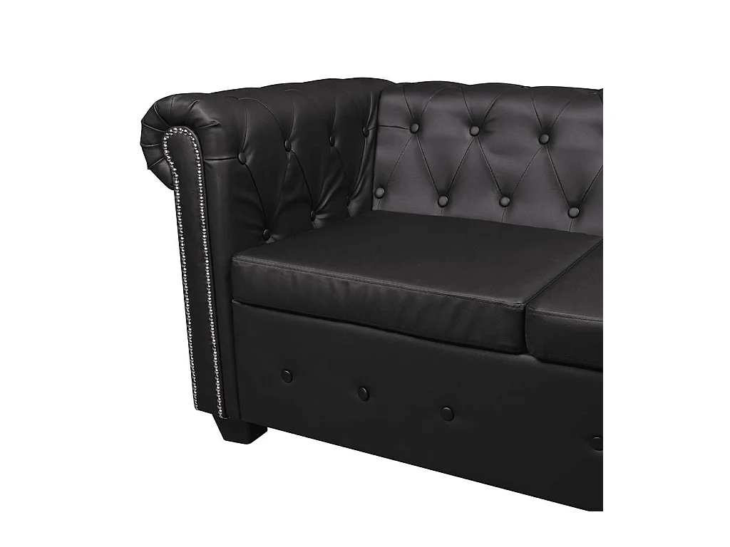 Canapé d'angle Chesterfield 5 places Cuir synthétique Noir