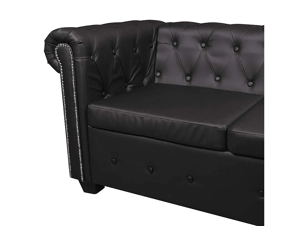 Canapé d'angle Chesterfield 5 places Cuir synthétique Noir