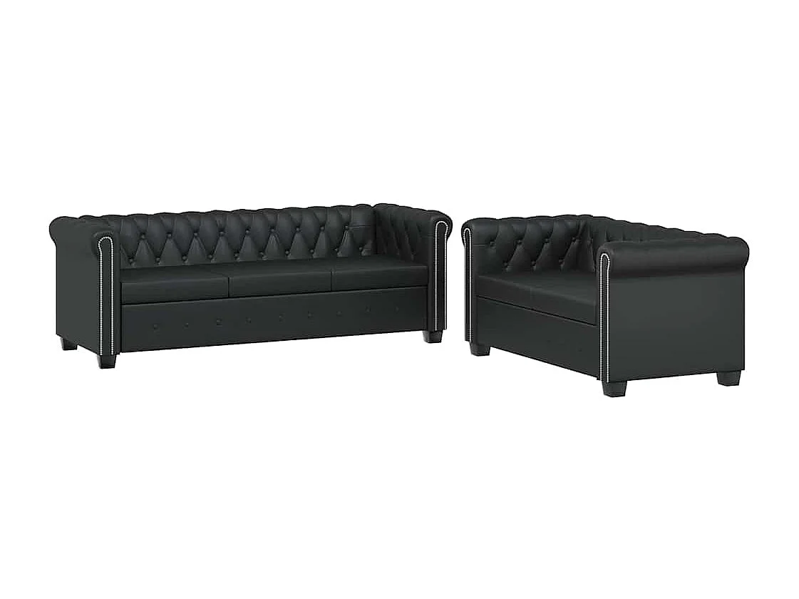 Canapé Chesterfield à 2 places et à 3 places noir