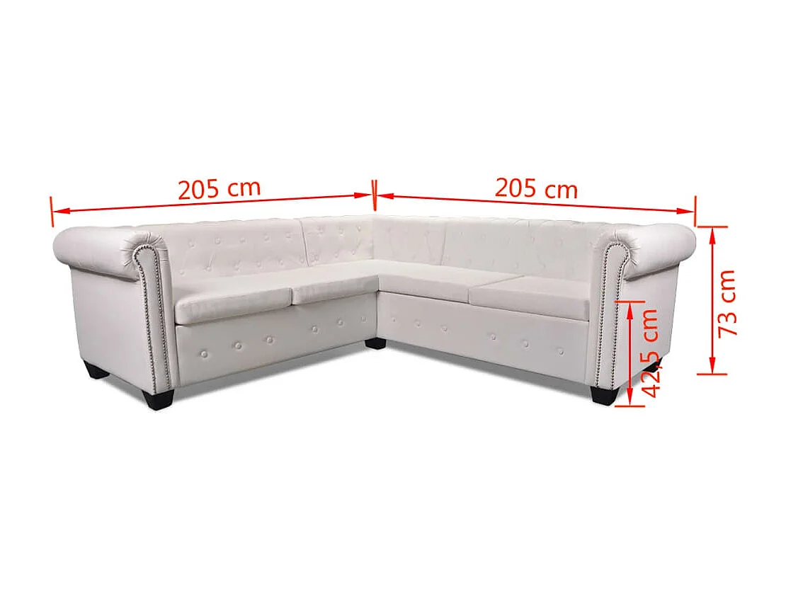 Canapé d'angle Chesterfield 5 plc Cuir artificiel Blanc