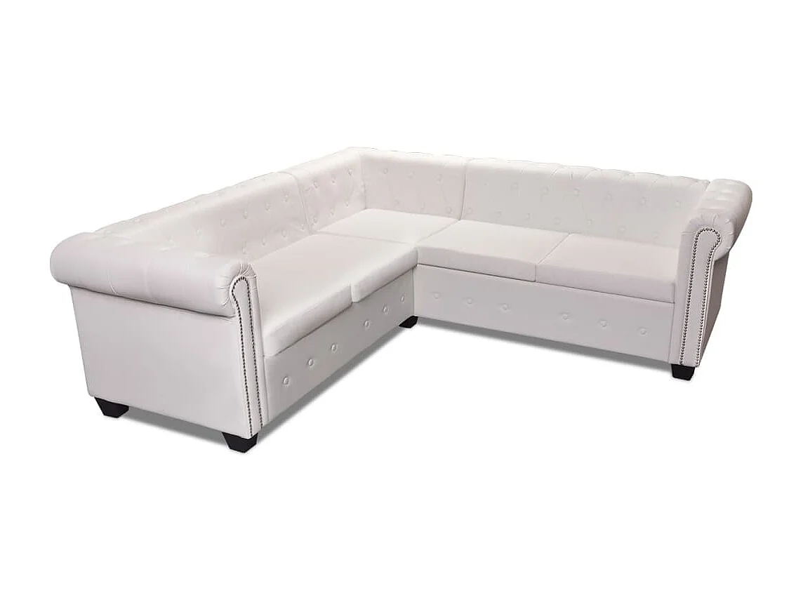 Canapé d'angle Chesterfield 5 plc Cuir artificiel Blanc