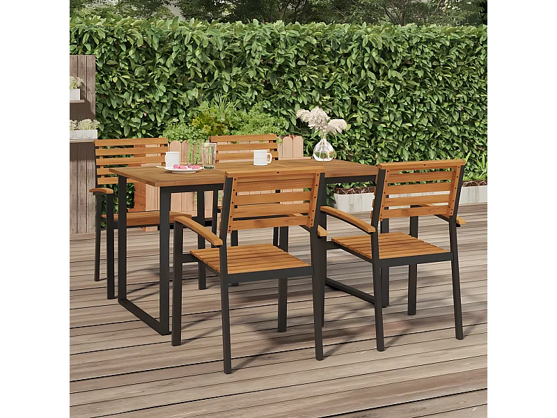 Table de jardin et pieds en forme de U 140x80x75 cm bois acacia