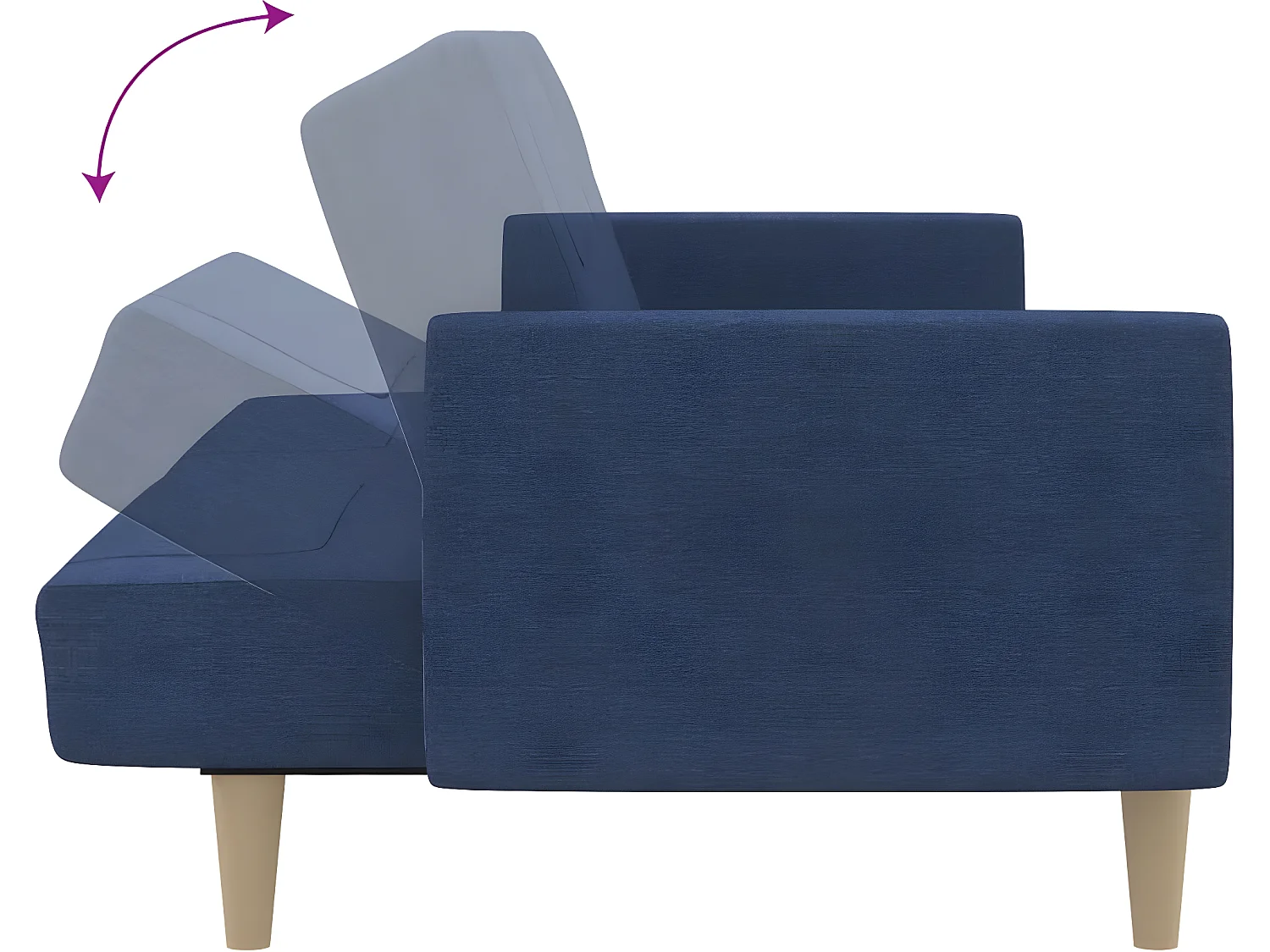 Canapé-lit à 2 places Bleu Tissu