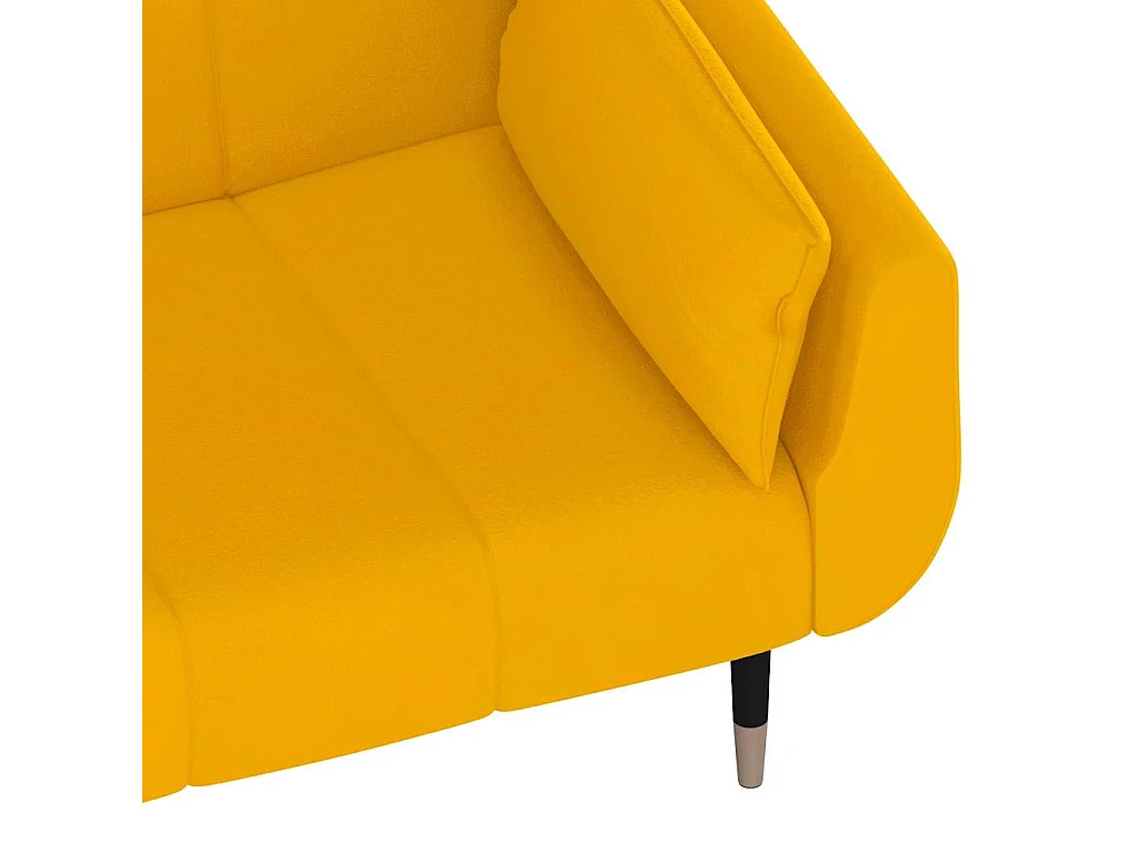 Canapé-lit à 2 places avec deux oreillers Jaune Velours