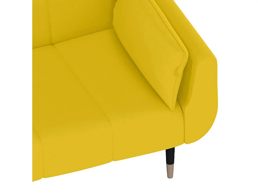 Canapé-lit à 2 places avec deux oreillers Jaune Velours