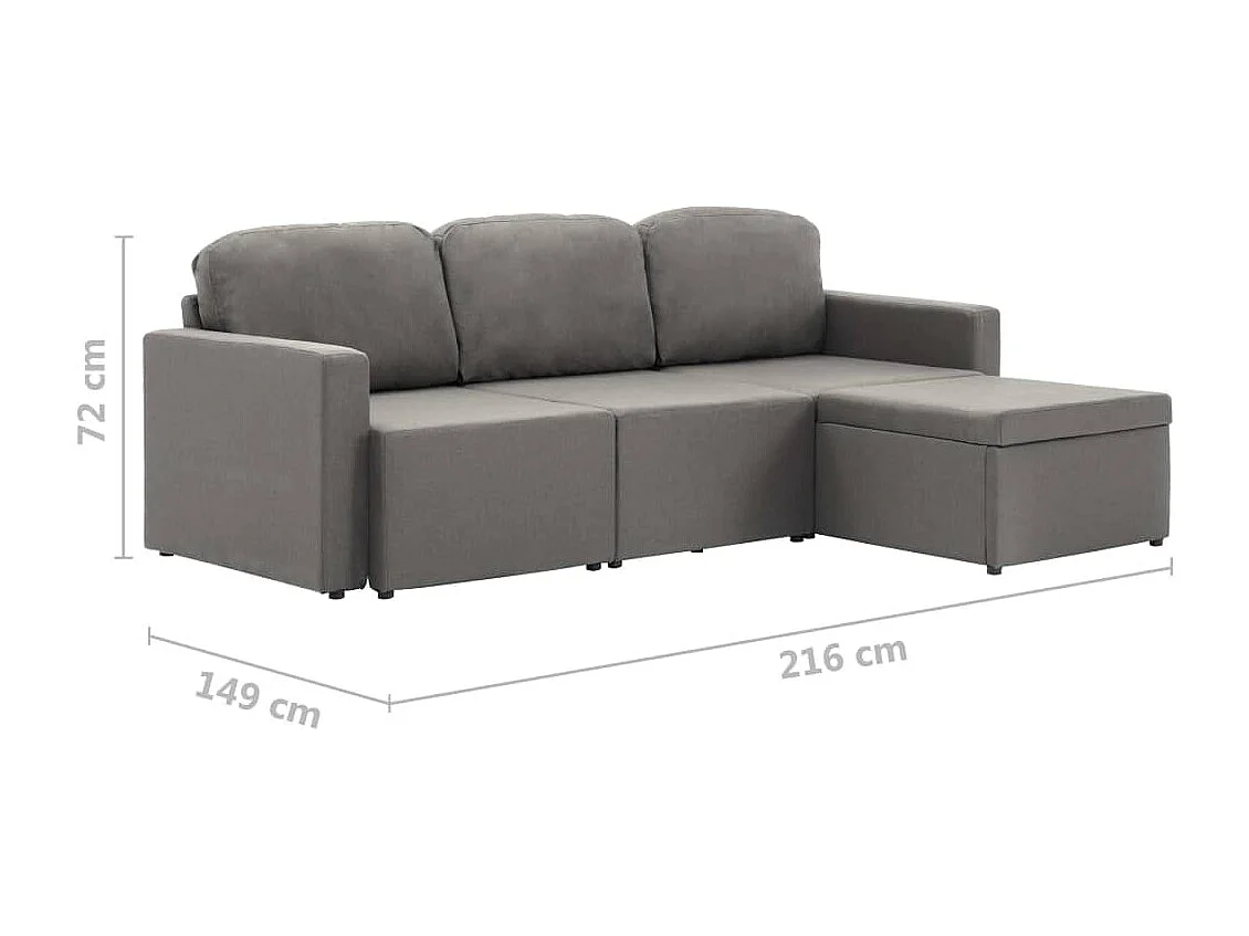 Canapé-lit modulaire 3 places Taupe Tissu