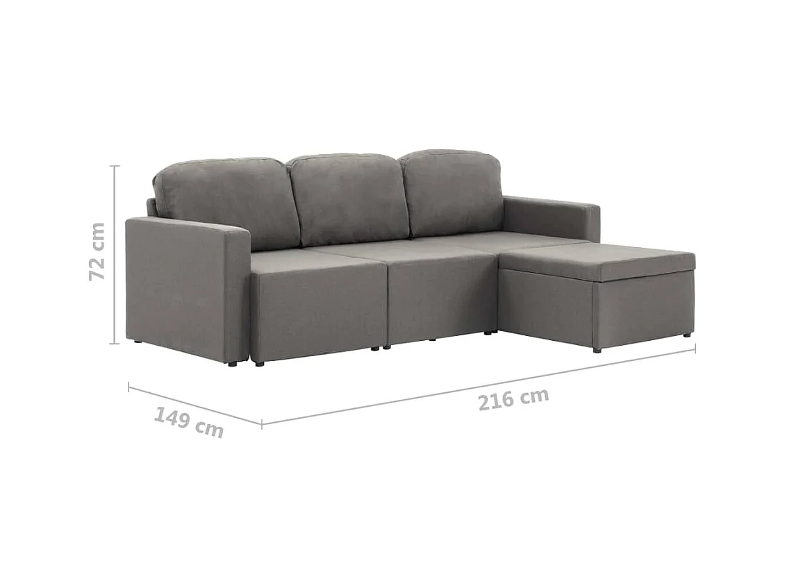 Canapé-lit modulaire 3 places Taupe Tissu