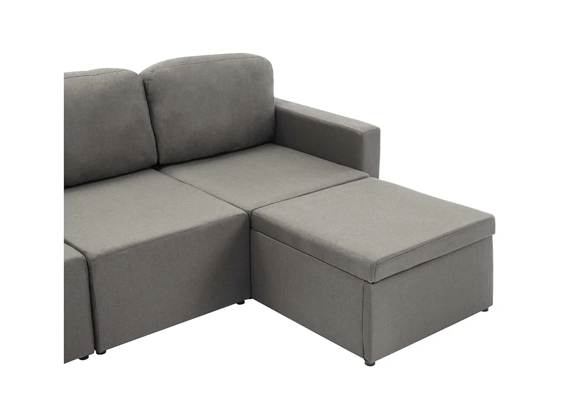 Canapé-lit modulaire 3 places Taupe Tissu