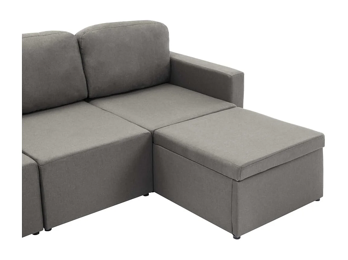 Canapé-lit modulaire 3 places Taupe Tissu