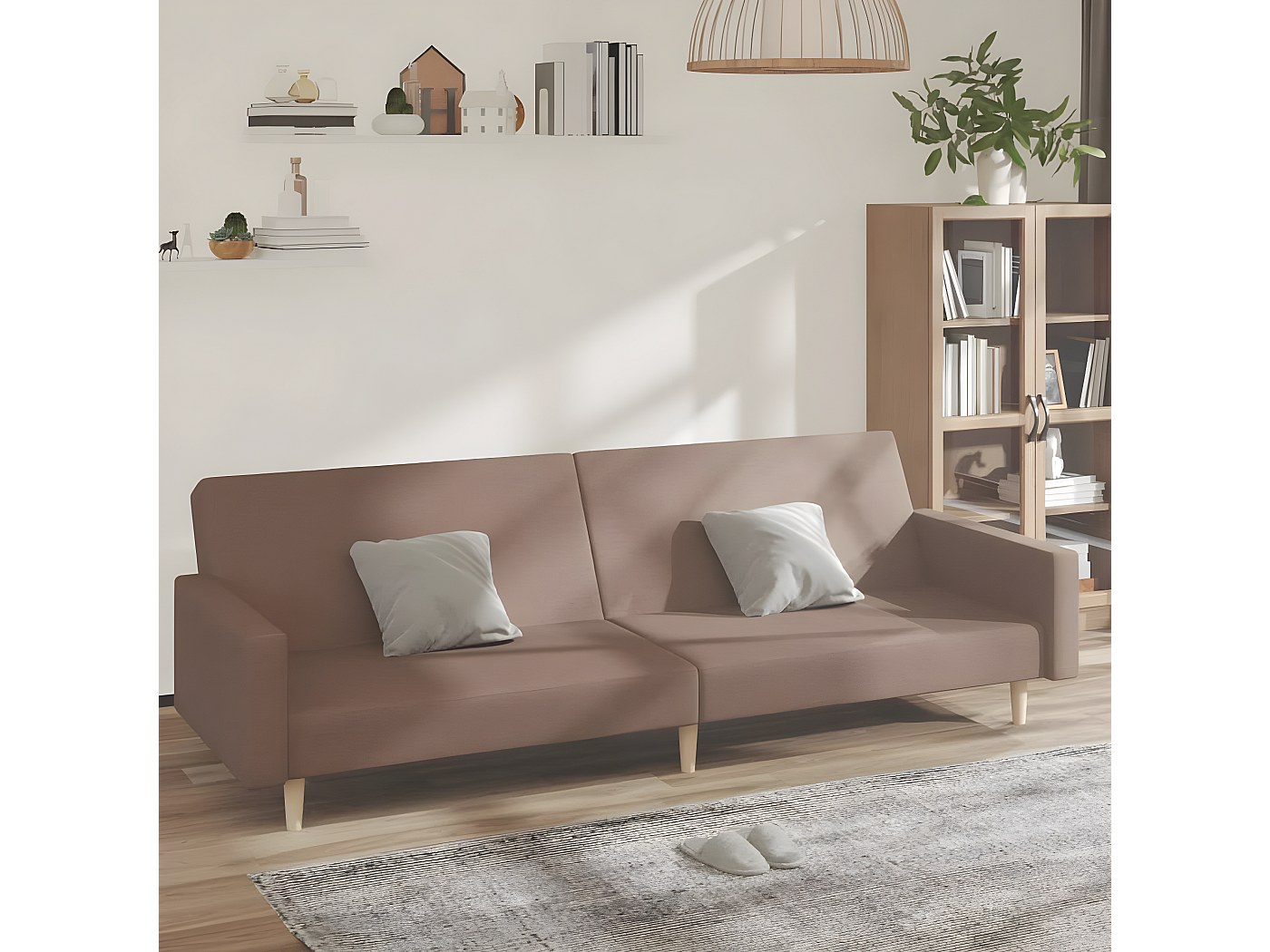 Brenta Canape Duplex Avec Lits Jumeaux Et Tissu Effet Coton Impermeable T13 Taupe Tortora