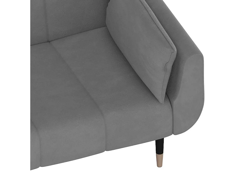 Slaapbank 2-zits met 2 kussens fluweel lichtgrijs