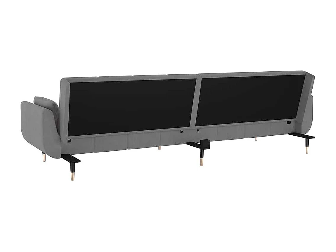 Canapé-lit à 2 places avec deux oreillers Gris clair Velours