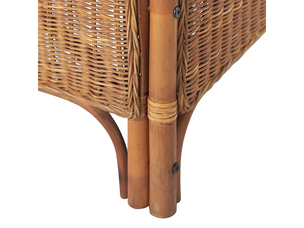 Divano a 2 Posti Marrone Chiaro in Rattan Naturale e Lino