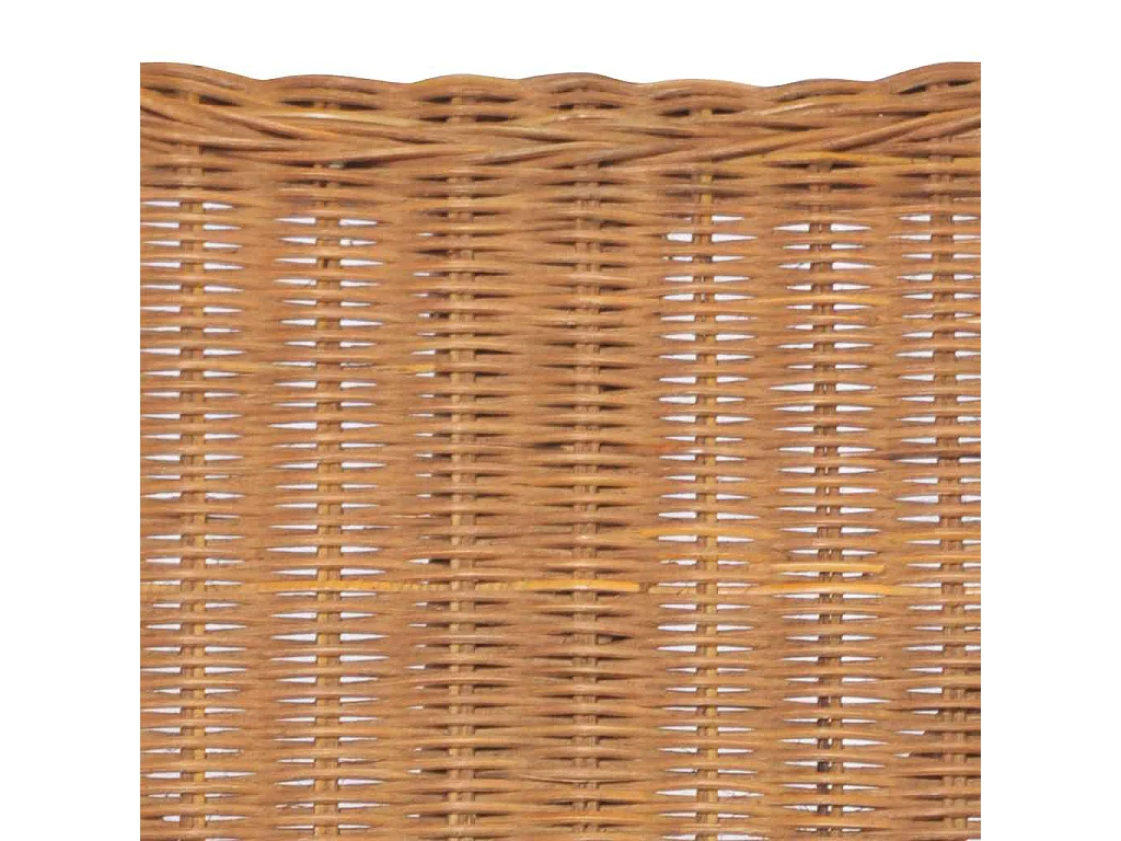 Divano a 2 Posti Marrone Chiaro in Rattan Naturale e Lino