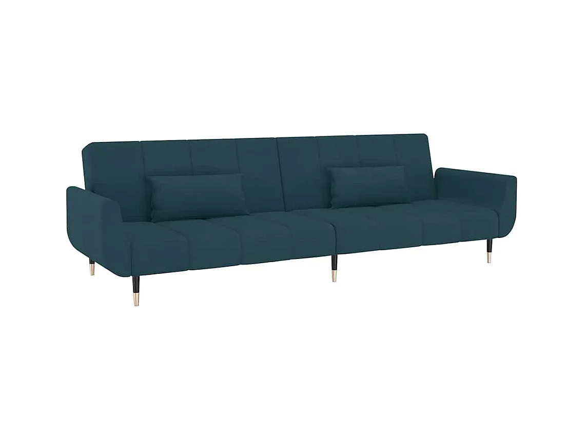 Slaapbank 2-zits met 2 kussens fluweel blauw