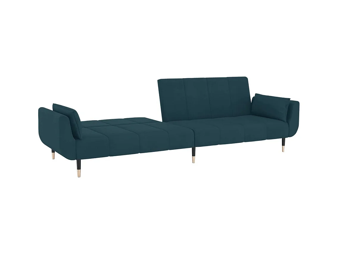 Slaapbank 2-zits met 2 kussens fluweel blauw