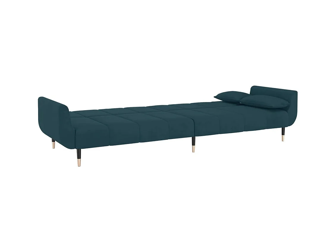 Slaapbank 2-zits met 2 kussens fluweel blauw