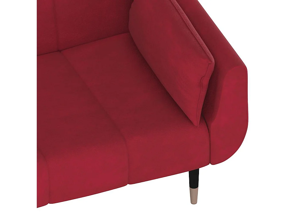 Canapé-lit à 2 places et deux oreillers Rouge bordeaux Velours