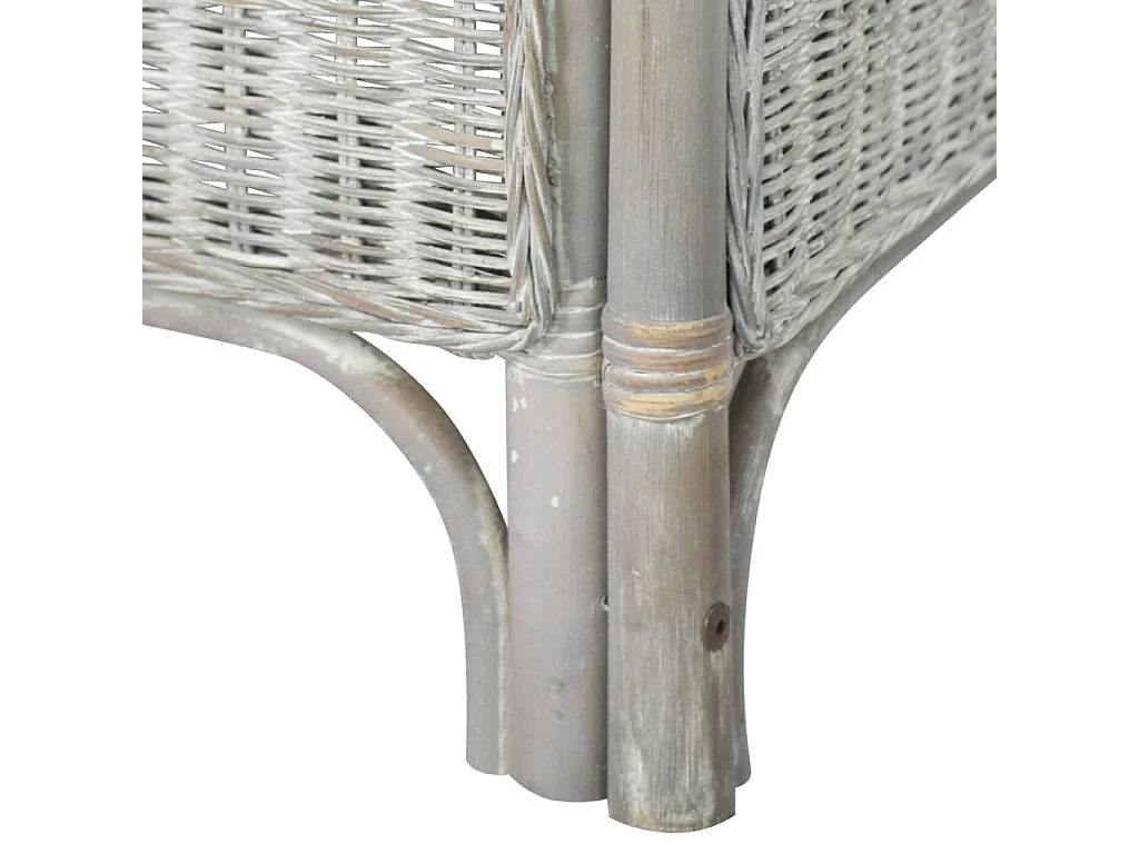 Sofá de 2 lugares vime genuíno e linho cinzento