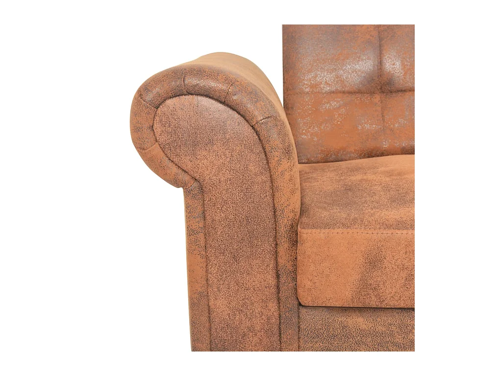 Sofá conversível 2lug. apoio braços camurça artificial castanho