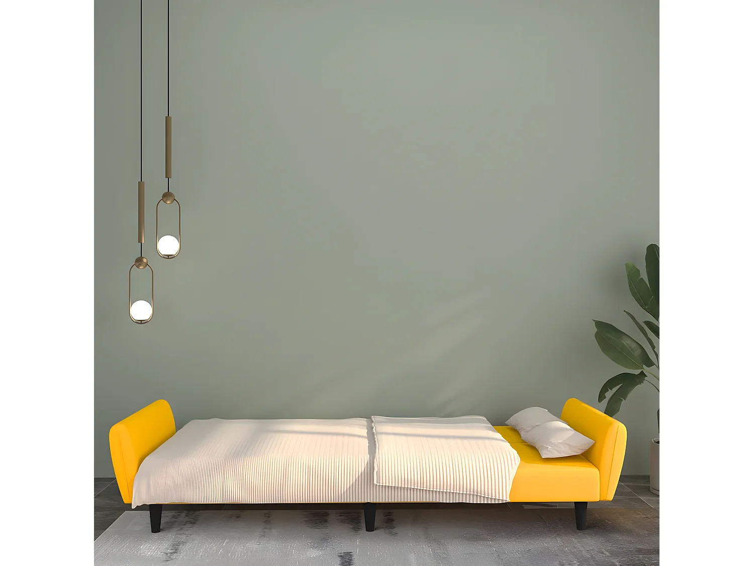 Canapé-lit à 2 places Jaune Velours