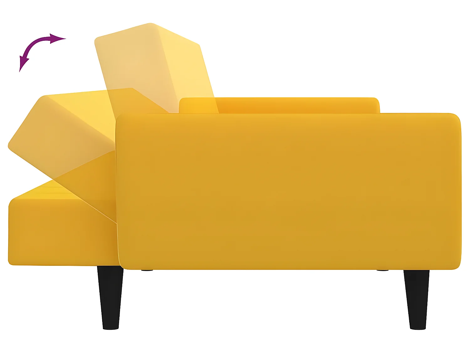 Canapé-lit à 2 places Jaune Velours