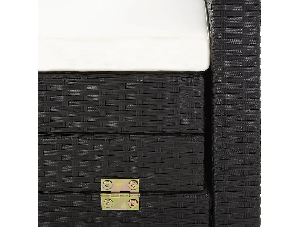 Ausziehbares 3-Sitzer-Schlafsofa mit Dach Poly Rattan Schwarz