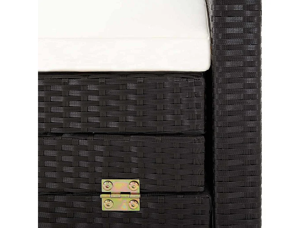 Divano Letto a 3 Posti Estendibile con Tetto Polyrattan Nero