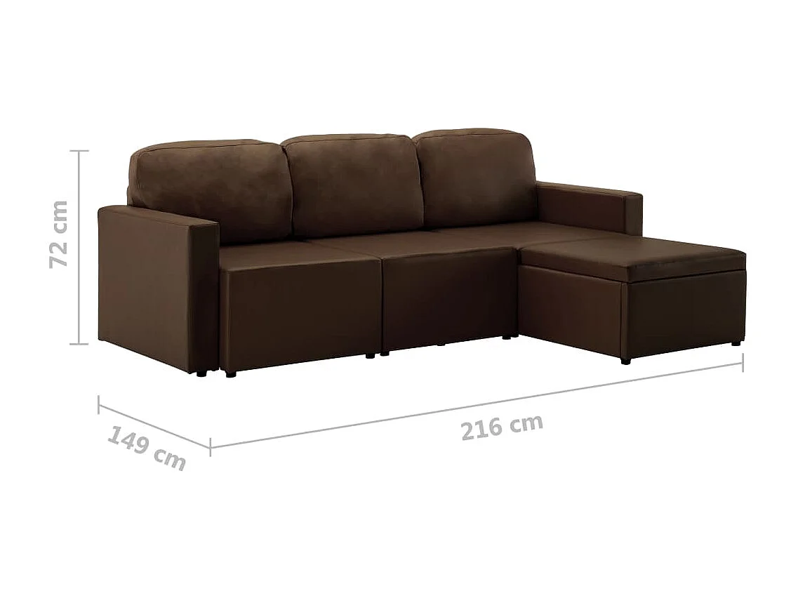 Canapé-lit modulaire 3 places Marron Similicuir