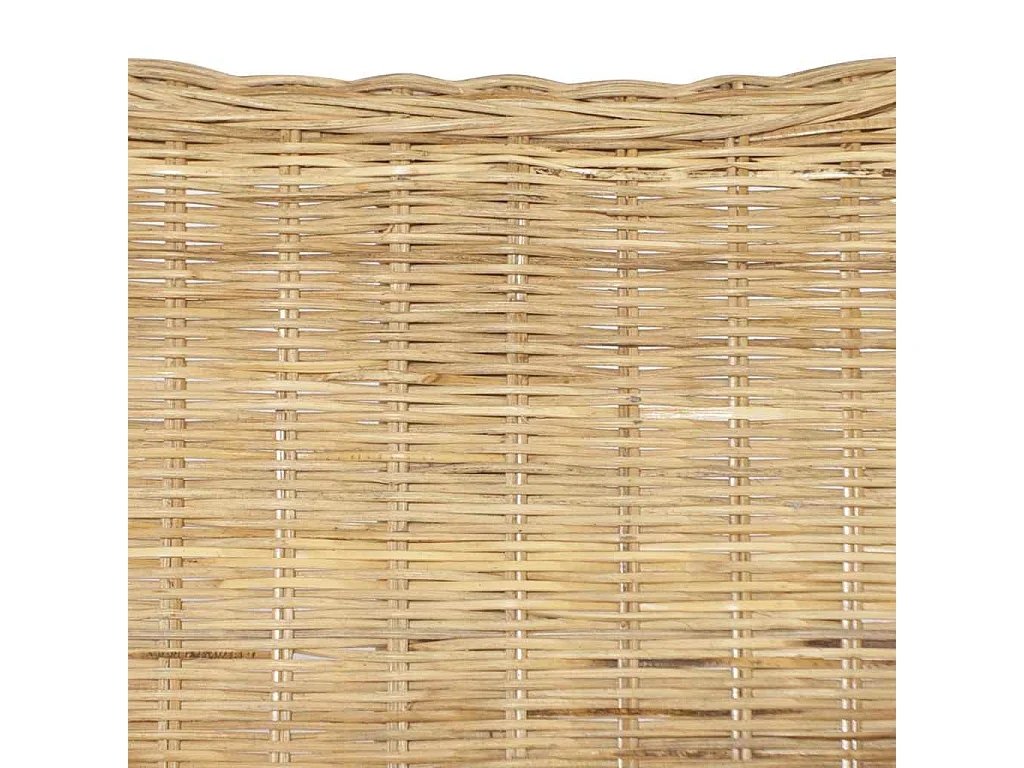 Divano a 2 Posti in Rattan Naturale e Lino