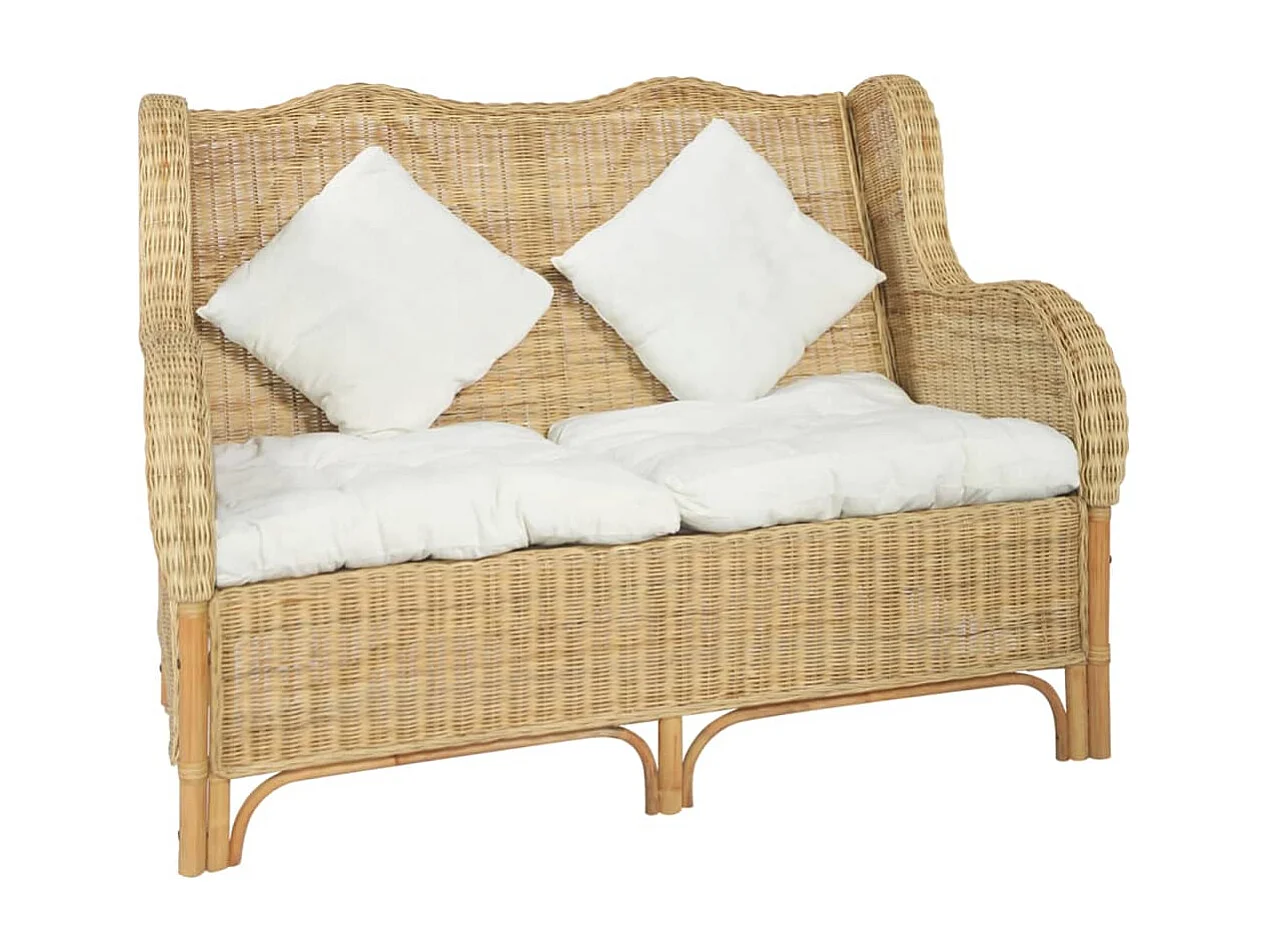 2-Sitzer-Sofa Natürliches Rattan und Leinen