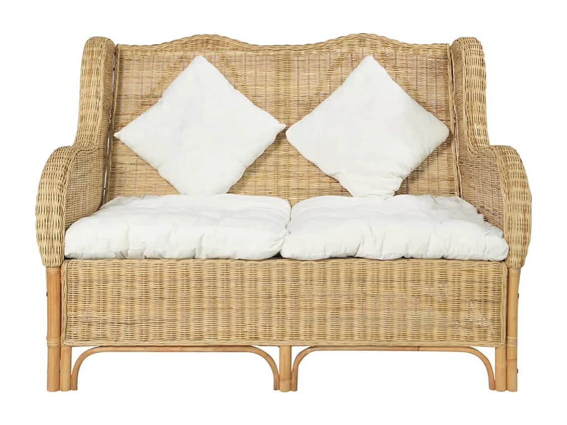 2-Sitzer-Sofa Natürliches Rattan und Leinen