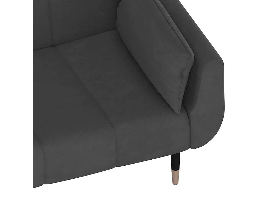 Canapé-lit à 2 places avec deux oreillers Gris foncé Velours