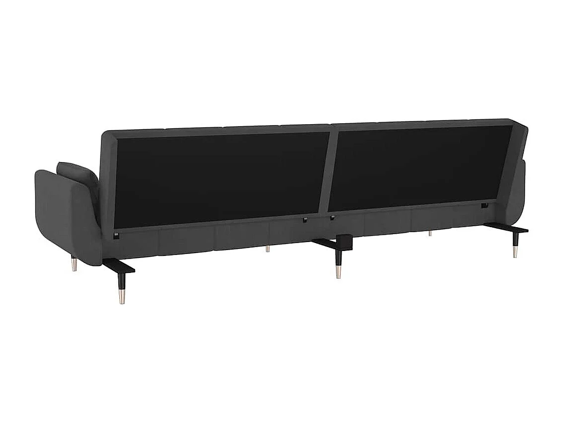 Sofá cama de 2 plazas con dos almohadas terciopelo gris oscuro