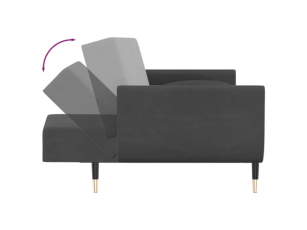 Canapé convertible clic-clac 2 places en velours gris foncé