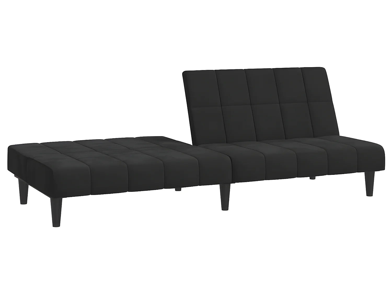 Divano Letto a 2 Posti Nero in Velluto