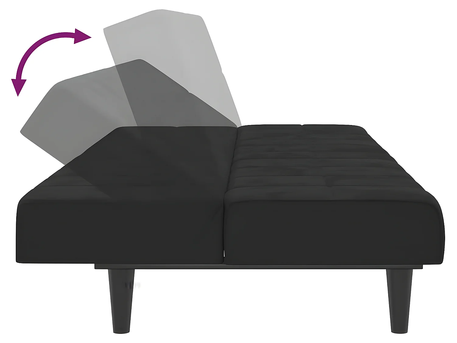 Divano Letto a 2 Posti Nero in Velluto